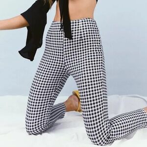 Gingham High Waist Cropped Stretch Pants